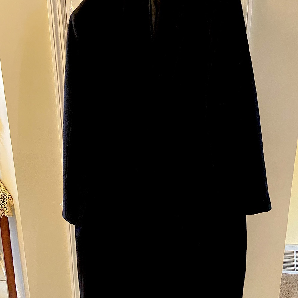 Black Stanford Wool Overcoat.